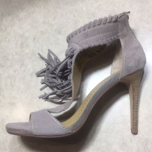 Chinese Laundry size 8 gray suede high heel sandals.